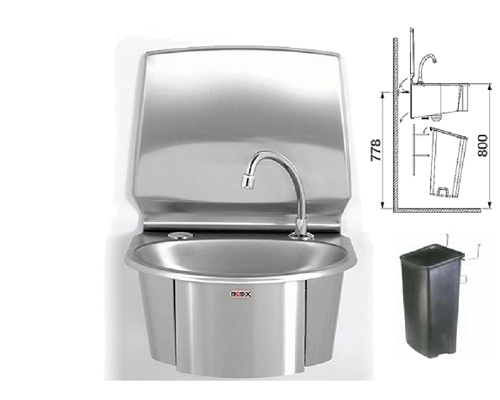 Mechline Basix Knee-Operated, Hands-Free,Basin with Bin - WS6-KV